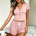 thumbnail image 5 of Vrorvz Womens Pjs Set Short Sleeve V Neck Shirts Striped Shorts Summer Casual Fashion Soft Pajamas for Women, 5 of 5