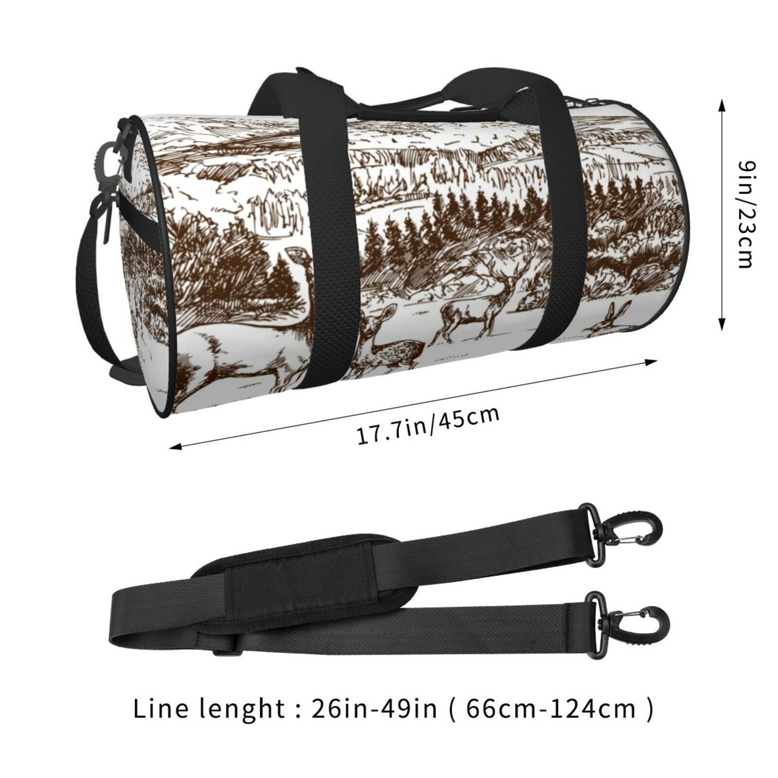 Vsdgher Woodland Forest With Deers 45L Foldable Duffel Bag, Sports Gym Bag,Overnight Bag, Portable Weekender Bag for Airplanes
