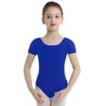 thumbnail image 3 of JanJean Girls Children Classic Cotton Short Sleeve Dance Wear Leotard Gymnastics Bodysuit Clothes Dark Blue 4, 3 of 7