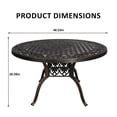 thumbnail image 2 of 48" Outdoor Dining Table Round Patio Table Powder-Coated Cast Aluminum Frame for Garden with Umbrella Hole (Bronze), 2 of 6