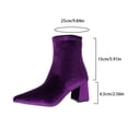 thumbnail image 5 of HAPIMO Women Ankle Boots Pointed Toe Block Heel Rear Zip Stretch Velvet Upper For Dinner Party And Urban Night Out Sessions Purple 41, 5 of 9