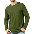 thumbnail image 2 of Men's Casual Loose Fit Long Sleeve Chest Pocket T-Shirt Versatile Autumn Winter Top, 2 of 8