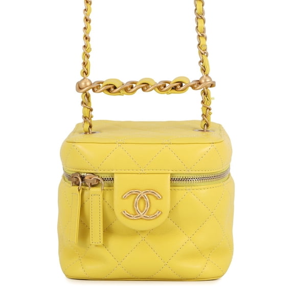 Pre-Owned CHANEL Chain Shoulder Bag, Coco Mark, Matelasse Vanity, Lambskin, AS3228, CHANEL,...