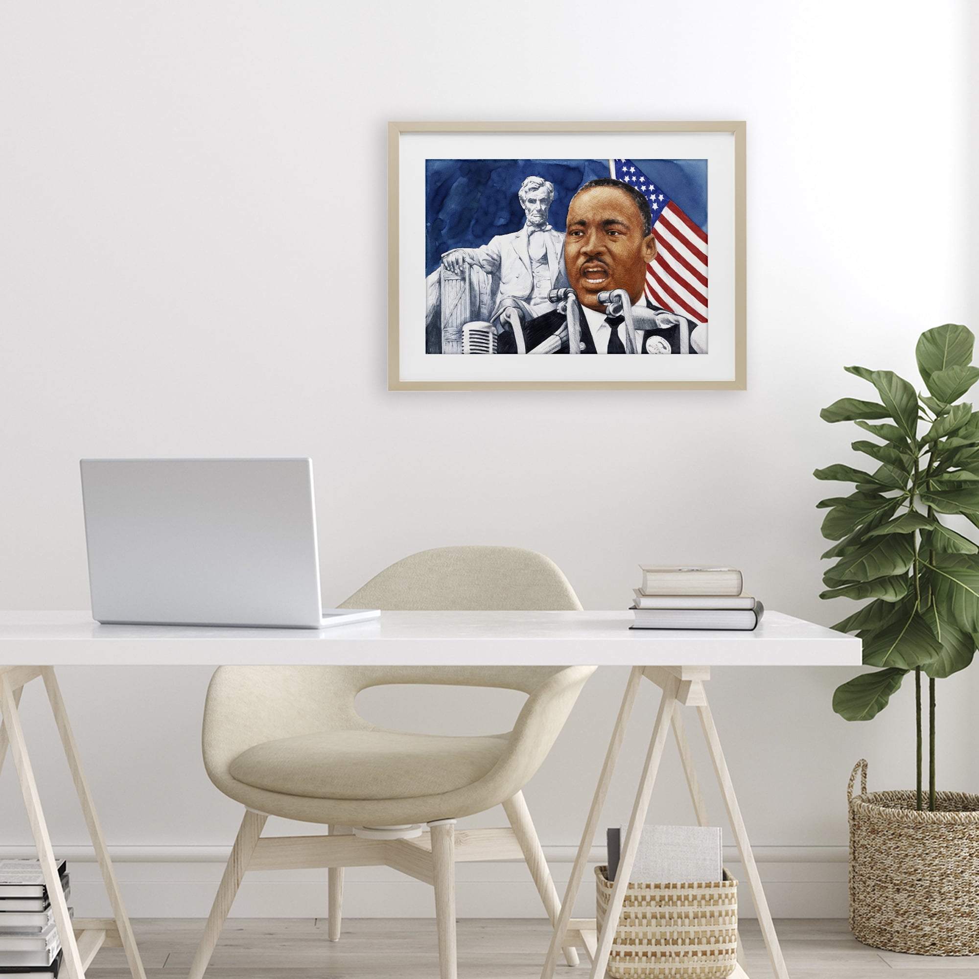 1960s American Speech Portrait Birch Framed Print Under Glass, design by Wind River Studios