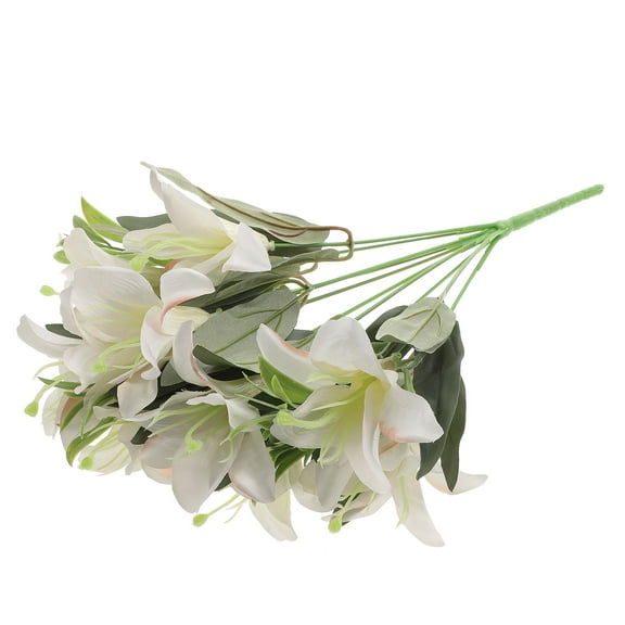 Raindrops 1Pcs Lily Bouquet Lifelike Flower Realistic Design Silk Cloth for Home Decoration
