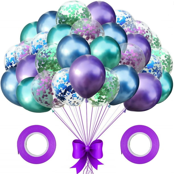 Kit de globos con diseño de sirena, 30 unidades, látex metálico de 12 pulgadas
