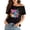Black, variant on Trendfront Womens Retro Graphic Tee Tops Off The Shoulder Short Sleeve 90s Theme Print Casual Loose Fit T Shirts