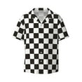 thumbnail image 5 of Picia Black and White Checkerboard Men's Linen Shirts Short Sleeve Cuban Beach Shirts Casual Shirts Button Down Shirt for Men Beach Summer Wedding Shirt-3X-Large, 5 of 7