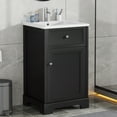 thumbnail image 2 of Bellemave 20" Bathroom Vanity Set with Sink and 2-tier Storage Rack Bathroom Cabinet with Door and Adjustable Shelf Free Standing Single Basin Vanity (20”, 2-tier Storage Rack, Black), 2 of 11