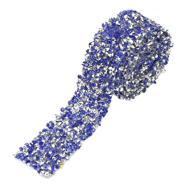 30mm Diamond Mesh Decorative Ribbon Roll 1m Long Sparkly Rhinestones (Dark Blue)