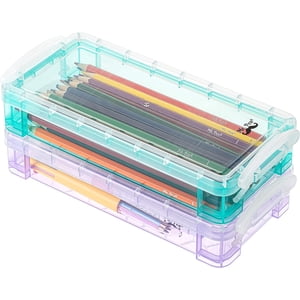 Mr. Pen Plastic Pencil Box, 2-Pack, Pink & Blue
