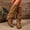 Brown, variant on Women's Knee High Boots Almond Toe Low Block Heel Metal Buckle Tall Booties Faux Leather Dress Casual Fall Winter Botas Altas Mujer