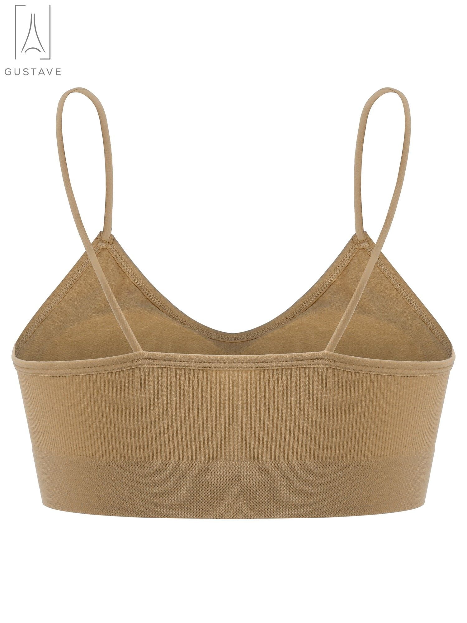 Gustave 5-Pack Women's Seamless Cami Bra V Neck Padded Bralette Spaghetti Strap Pullover Style Bras Tank Top Wire Free "Size M"