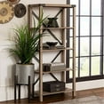 thumbnail image 1 of Walker Edison 64" Farmhouse Metal X Bookshelf - Grey Wash, 1 of 2