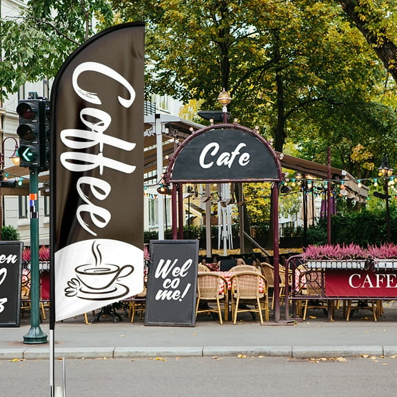 Coffee Sign Feather Flag ,8FT Coffee outdoor advertising flag, Coffee Business Sign,Coffee Swooper Flag（FLAG ONLY）