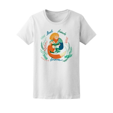 Cute Girl & Red Fox Best Friends Tee Women's -Image by (Cute Best Friends Shirt Designs)