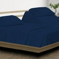thumbnail image 2 of 100% Egyptian Cotton - 1000 Thread Count Sheets for Adjustable Beds - 15" Inch Deep Pocket Queen Size Split Down 32" inches from The top - Split Head Sheets, Navy Blue Stripe, 2 of 8