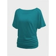 thumbnail image 5 of Womens Short Sleeve Boat Neck Side Shirring Dolman Drape Top, 5 of 6