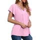 thumbnail image 3 of Blusa de manga corta bohemia, blusa informal de gasa para mujer, blusa estampada de manga corta, blusa informal de gasa con cuello en V para verano, la mejor en su clase, 3 of 6