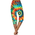thumbnail image 6 of Casual Capri Pants Women Summer Athletic Tie Dye Print Elastic Waist Sweatpants with Pocket Joggers Fashion Bottoms, Multicolor, XXXL, 6 of 7