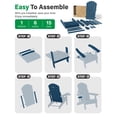 thumbnail image 2 of WINSOON Folding Adirondack Chair Five-Gear Adjustable Backrest, Adirondack Retractable Ottoman, Weather Resistant with Cup-Holder for Outdoor, Fire Pit, Patio, Garden, Lawn, 380lbs(Navy), 2 of 4