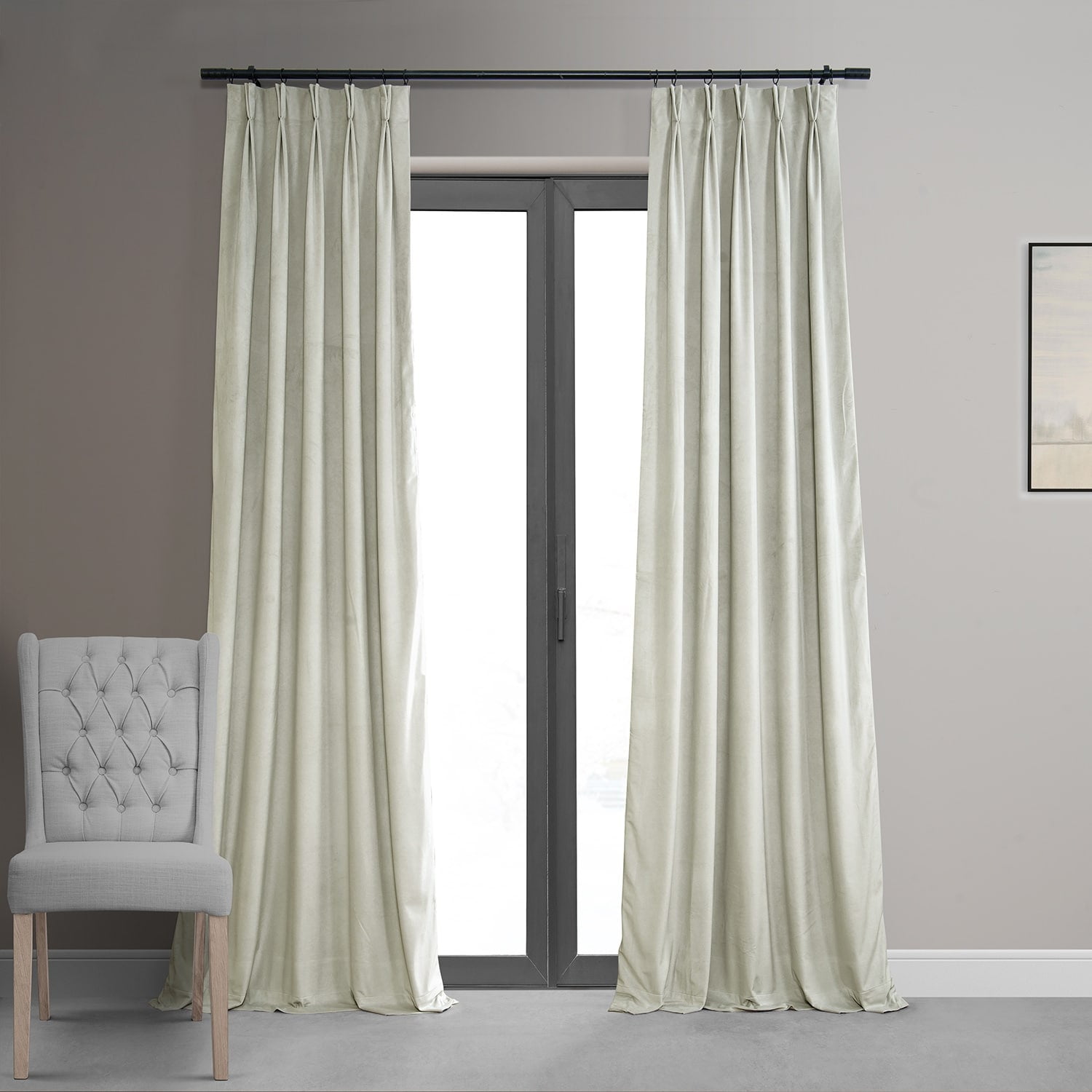 Exclusive Fabrics  Signature Pleated Blackout Velvet Curtain (1 Panel) Amber Gold 25 X 96 96 Inches