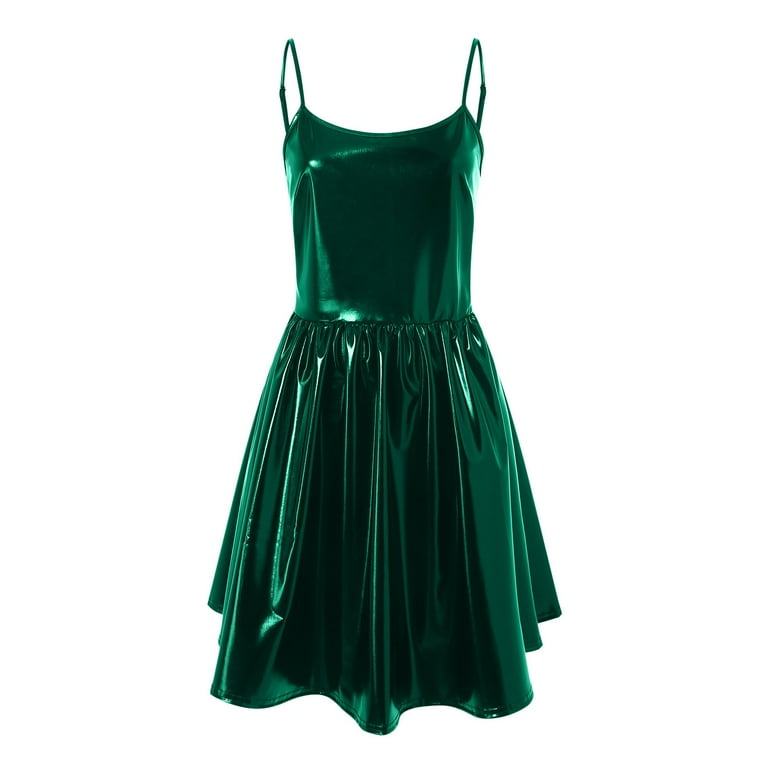 PRANK PROJECT⚪︎ Crystal Velour Cami Dress TTUHYWXI Women's Metallic Glitter Cowl Neck Cami Mini Dress