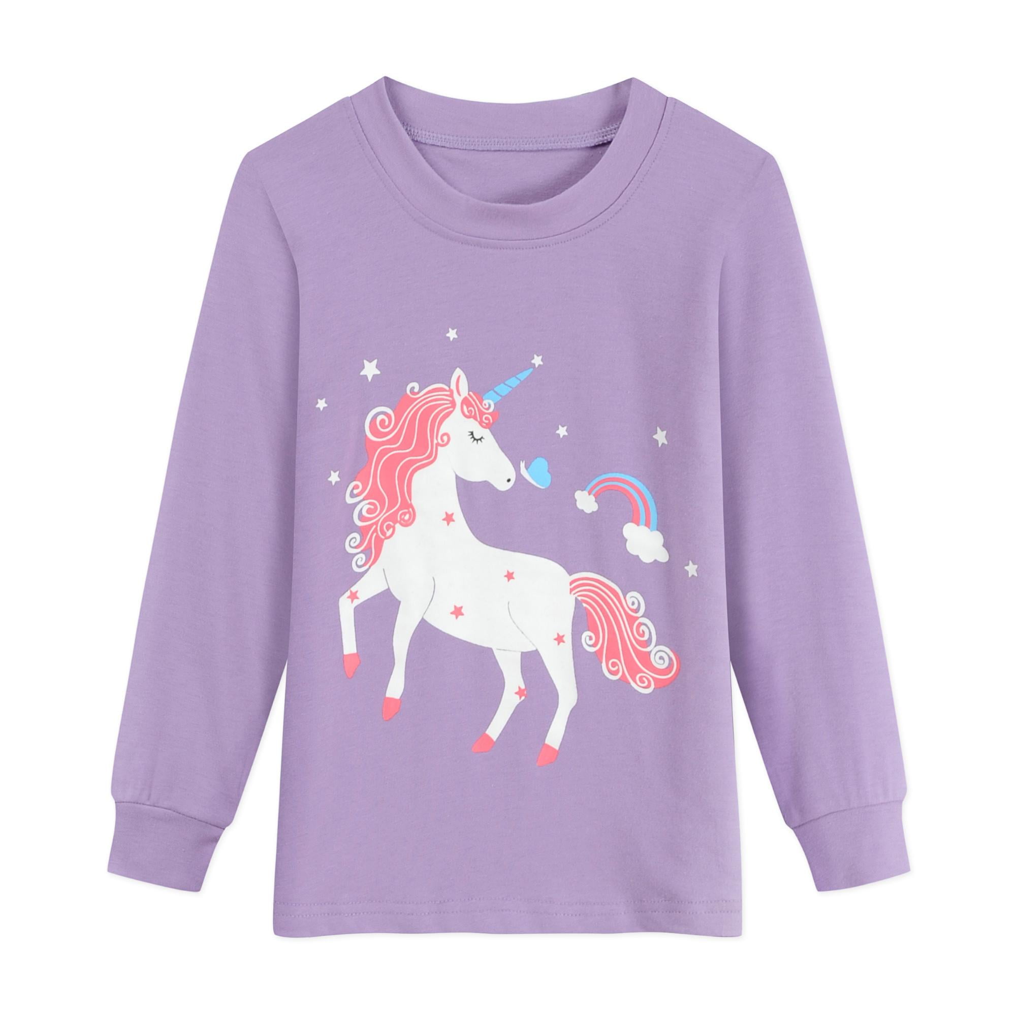 Little Hand Toddler Girls Pajamas Unicorn Cotton Pjs 2 Piece Sleepwear Set 6t Purple