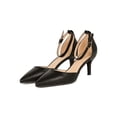 thumbnail image 5 of Women Leatherette Pointy Toe Ankle Strap Kitten Pump Heel 18781, 5 of 6