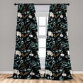 thumbnail image 2 of Floral Design Window Curtains, Tropical Leafy Pattern with Hibiscus Flowers Boho on Dark Back, Lightweight Decor 2-Panel Set with Rod Pocket, Pair of - 28"x95", Sea Green Fawn Eggshell, by Ambesonne, 2 of 3