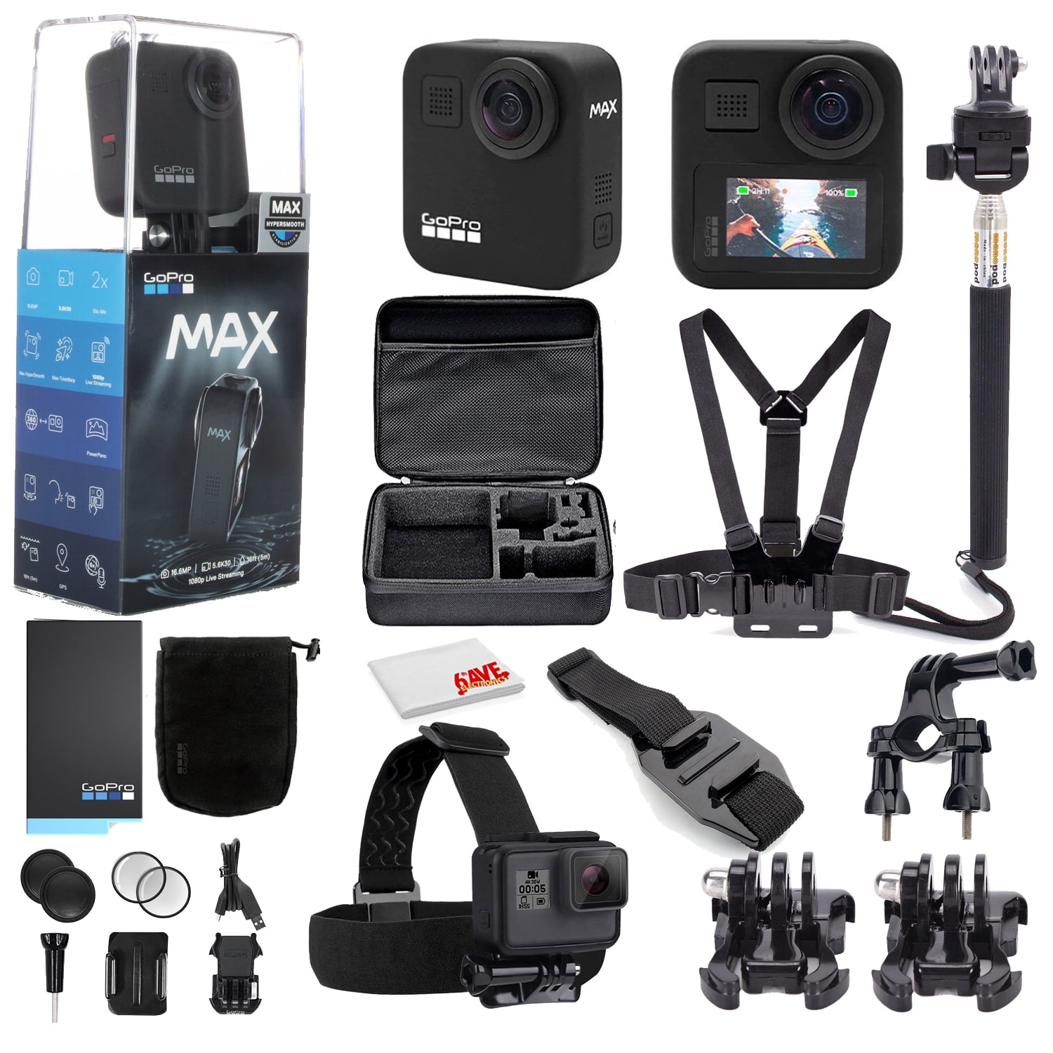 Gopro Max 360 Waterproof Action Camera With Mega Accessory Kit Get Rolling Bundle Walmart Com Walmart Com