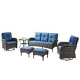 thumbnail image 2 of PARKWELL 6-Piece Outdoor Furniture Sets,All-Weather Wicker Patio Sectional Sofa Couch Conversation Sets with Cushions for Balcony,Navy, 2 of 12