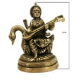 thumbnail image 3 of athizay 12 CM Height Saraswati Goddess Brass Idol Antique Finish Idol for Home|Office God Idols || Goddess of Knowledge and Wisdom || Diwali fervour Idol, 3 of 5