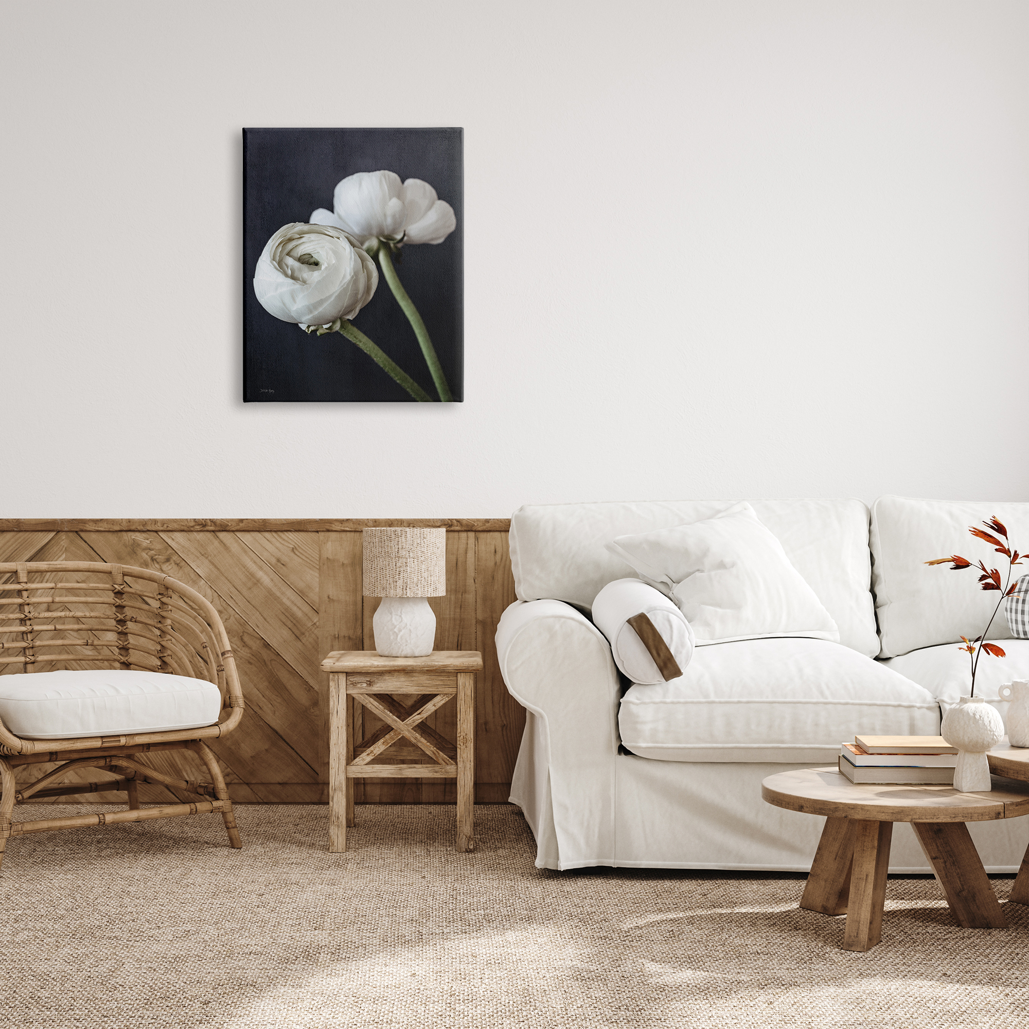 Stupell Industries Modern Ranunculus Flower Blossom Arrangement White Petals Photograph Gallery Wrapped Canvas Print Wall Art, Design by Jennifer Rigsby