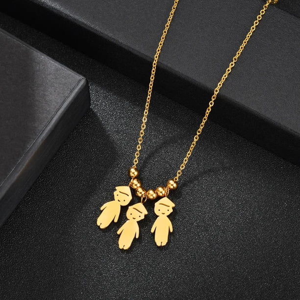Colgante de acero inoxidable para niños y niñas, collar personalizado para mujeres y niños, collares con cuentas de fecha y nombre grabado, regalo de joyería familiar Dengxun unisex