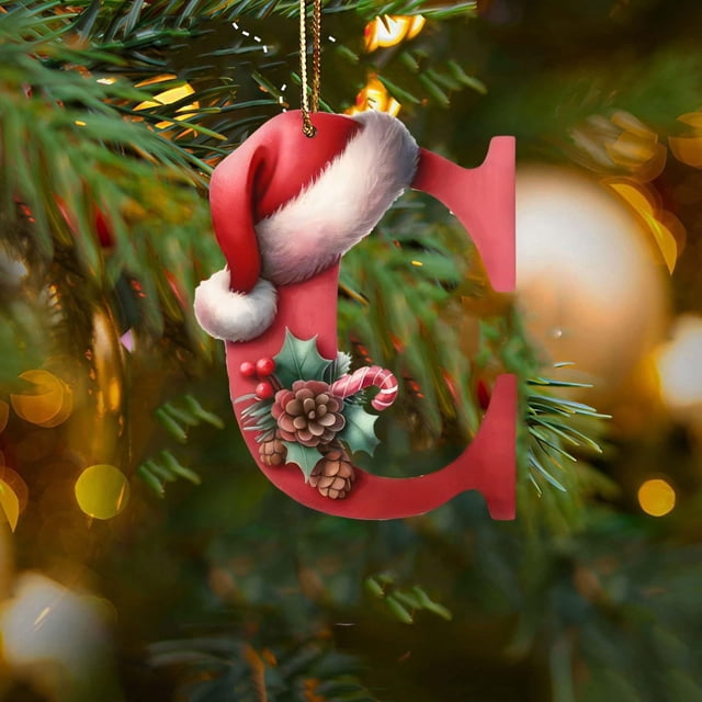 Mashaouyo Home Decor 26 Christmas Letter Decorations A To Z (without H And V) Hanging Christmas Tree Pendant Alphabet Letters Named Alphabet Decorations Christmas Tree Decorations