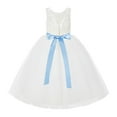 thumbnail image 2 of Ekidsbridal Girl Wedding Flower Girl Dress - Ivory Illusion Lace Tulle Tutu with Rhinestone Beaded Sash 212R3-A (Size: 2-10), 2 of 3