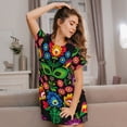 thumbnail image 3 of Logiee Traditional Floral Polish Print Nightgowns for Women,Soft Short-Sleeved Lightweight Sleepwear, Loose Sleepshirts, 3 of 6