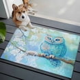 thumbnail image 3 of 2x3 Ft Entryway Area Rug, Teal Blue Owl Kitchen Rug Runner Washable Floor Mat, Modern Flowers Birds on Branch Non Slip Indoor Door Mat Throw Carpet for Bathroom Living Room Bedroom, 3 of 8