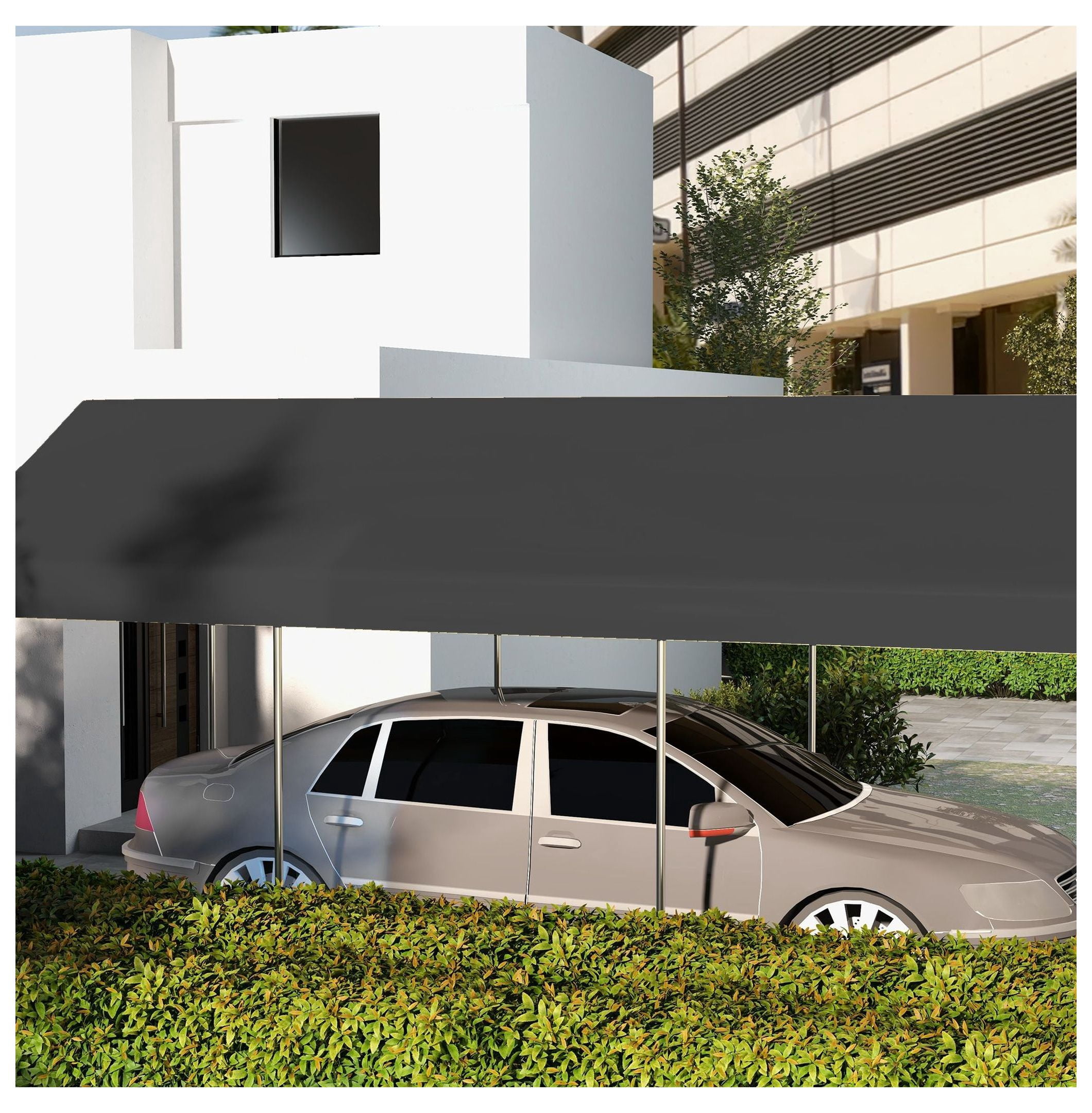 10x20 Carport Canopy Replacement Cover, UV Resistant, Dark Gray - with Bungee Cords - Fits 84C-386V00 & 84C-207 Series - Outdoor Car Tent Top
