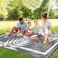 thumbnail image 5 of Modern Outdoor Rug, Waterproof Outdoor Area Rugs, Reversible Plastic Straw Carpet for Deck, Porch Picnic, Balcony, Beach, Gray, 9*18 ft, 5 of 6
