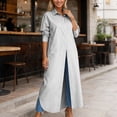thumbnail image 4 of LIUJUNSHOP Women's Long Sleeve Button Down Shirt Dress Spring Casual Maxi Dresses Loose Fit Blouse Dress with Pockets, 4 of 8