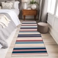 thumbnail image 4 of 2'x6' Rug Runners for Hallways Kitchen, Blue Red Striped Non Slip Entryway Beside Floor Carpet Runner, Modern Stripes Art Farmhouse Washable Laundry Room Bedroom Throw Rugs Mat for Family Pet, 4 of 8