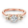 thumbnail image 3 of Gem Stone King 18K Rose Gold Plated Silver Lab Grown Diamond and Peach Morganite Engagement Ring for Women | 1.54 Cttw | Round 6MM | Gemstone April Birthstone | Size 8, 3 of 6