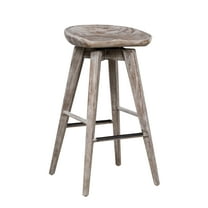 Boraam Bali 29" Backless Swivel Wood Bar Stool, Barnwood Wire-Brush Finish
