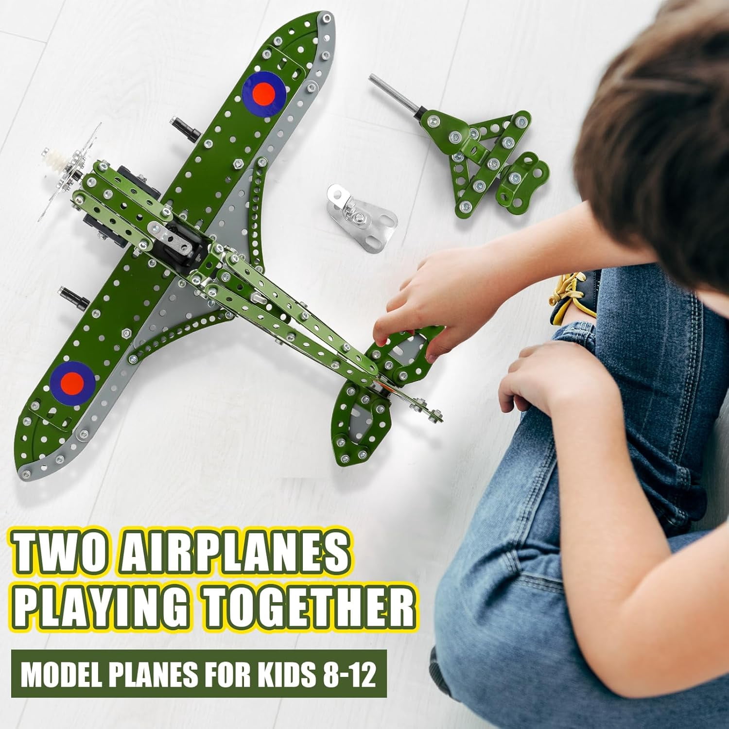 PISONIC STEM Building Blocks Model Airplane Kits for Familie,Airplane Model Scale 1:32 Metal Building Kit,Erector Set Model Planes for Families,Best Airplane Gifts for Hurricane Fighter Fans(331PCS)