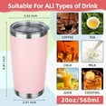 thumbnail image 4 of Vaso de 20 Oz con Tapa, Vasos Aislados de Acero Inoxidable, Vaso de Café de Viaje, Vaso de Agua Aislado Al Vacío de Doble Pared a Granel para Mujer, Hombres, Ella, Él, Oficina en Casa (Rosa), 4 of 8