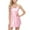 Pink, variant on Women Cowl Neck Satin Mini Nightdress Silk Underwear Strap Dress Sleepwear Petite Lingerie