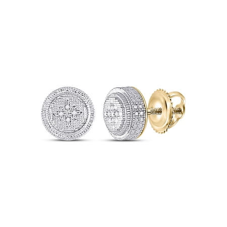 L U DIAMONDS Yellow-tone Silver Mens Diamond Circle Earrings .02 Ctw