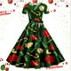 thumbnail image 1 of Vestido Casual Para Mujer, Vestido de Fiesta de Noche de Manga Corta Con Estampado Navideño de Los Años 50, 1 of 3